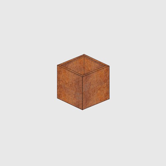 Corten metāla kaste 500*500*500 ar riteņiem
